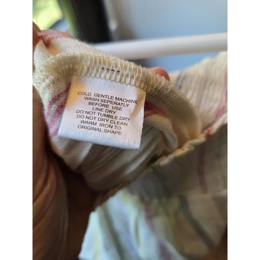 Urban Rebel Striped Cotton Pants Cream Pink Gray Blue Green Yellow Womens, Large - Picture 4 of 9
